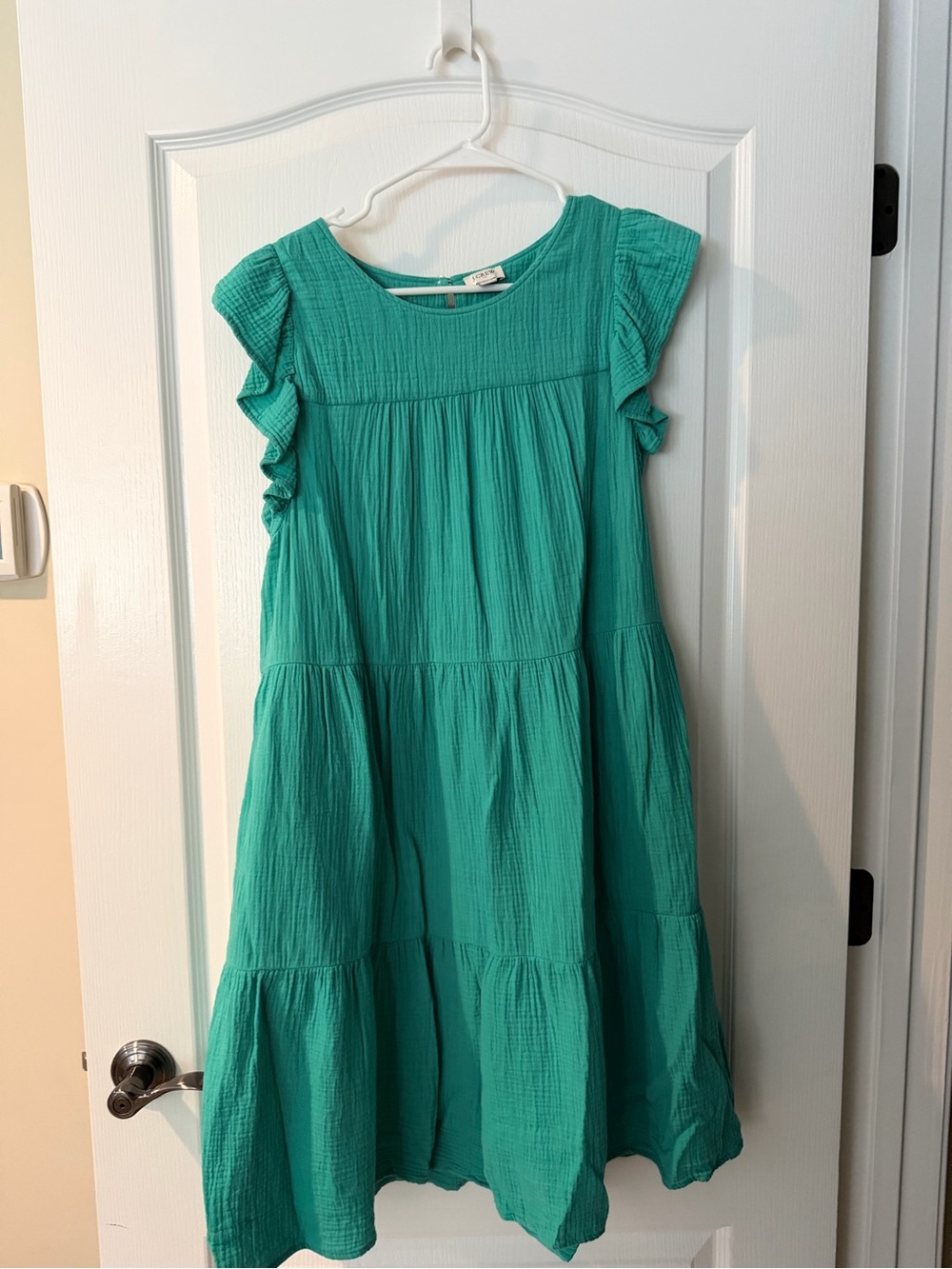 J Crew size 14 cotton green dress with pockets - worn one time